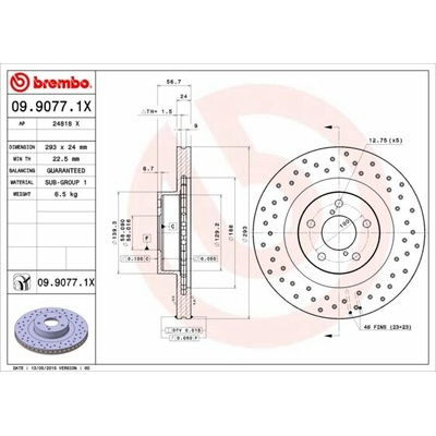 BREMBO brzdový kotúč 09.9077.1X, súprava 2 ks