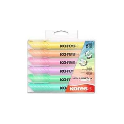 Zvýrazňovač Kores High Liner Pastel súprava 6 farieb