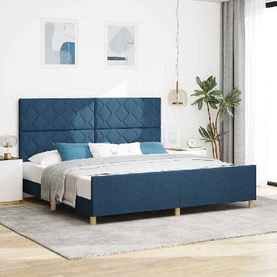 vidaXL Rám postele s čelo Modrá textil