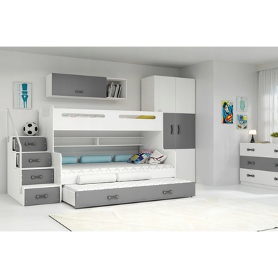 Interbeds Max 3 Poschodová + 3x matrace sivo-biela