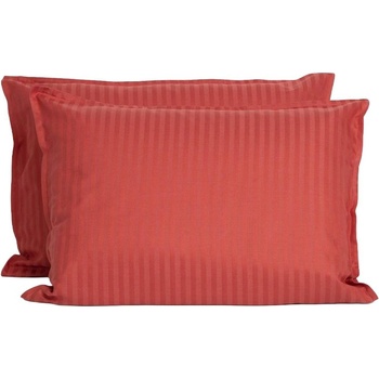 Dilios Комплект две калъфки за възглавница 50/70 см СЕВИЛЯ ЛУКС червено памучен сатен райе