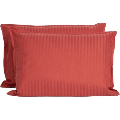 Dilios Комплект две калъфки за възглавница 50/70 см СЕВИЛЯ ЛУКС червено памучен сатен райе