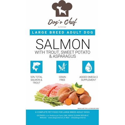 Dog's Chef atlantic salmon and trout with asparagus Large breed 15 kg