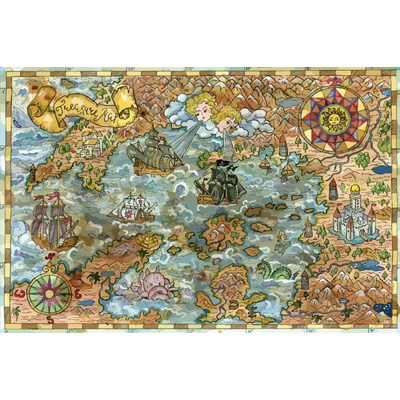 Dimex MS-5-1523 Vliesová fototapeta Mapa s pirátskými loděmi rozměry 375 x 250 cm
