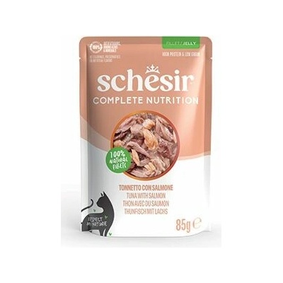 Schesir Cat Compl.Nutrition Tuňák+losos želé, 85 g
