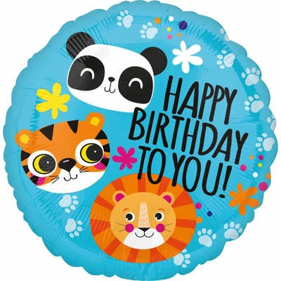 Amscan Fóliový balón Zvieratká Happy Birthday To You