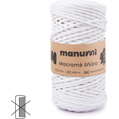 Manumi Macramé šňůra 3mm bílá - 1 ks