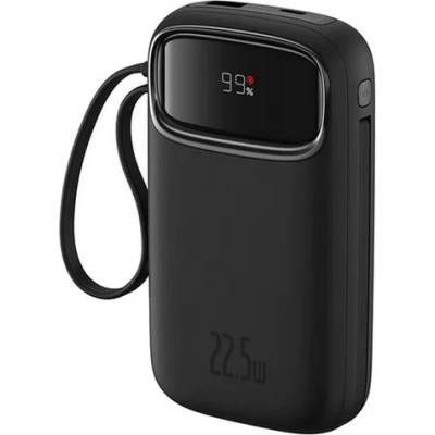 Външна батерия с вграден USB-C и Lightning кабел и USB-C, USB-А портове - Baseus Qpow2 Digital Display Power Bank With USB-C and Lightning cable 22.5W 20000 mAh (черен) (P10055002113-00)