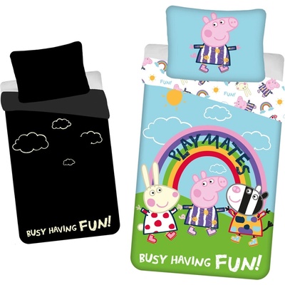 Textilomanie Svietiace bavlna obliečky PEPPA PIG farebné 70x90 140x200