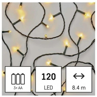 LED vianočná reťaz 8,4 m 3x AA vonkajšia aj vnútorná teplá biela časovač 8592920095430