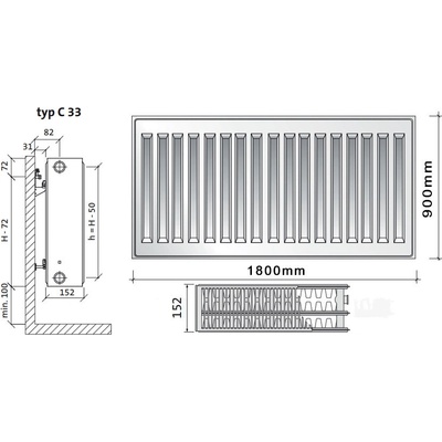 Purmo C33 900 x 1800