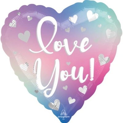 Amscan Balónik fóliový srdce Love you ombre 43 cm
