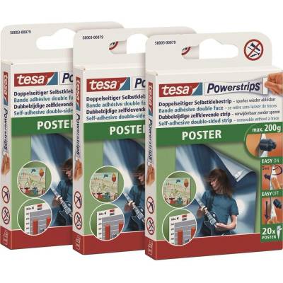 tesa POWERSTRIPS® Poster Lepiace pásy na plagáty Powerstrips® biela Množstvo: 60 ks