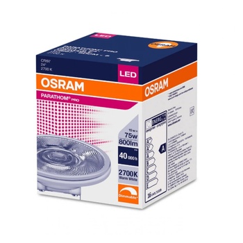 OSRAM LED spot, PARATHOM PRO AR111, 15W (75W), топла светлина (2700K), 800 лумена, 12V, живот 40 000 часа, енергиен клас A (000004058075105058)