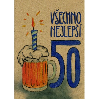 Baloušek BeBechy - přání 50 Pivo, A6, kraftový papír