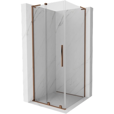 Mexen Velar L плъзгаща се душ кабина 100 x 100 cm, прозрачна, розово злато - 871-100-100-03-60 (871-100-100-03-60)