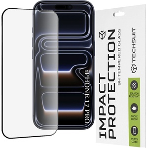 Techsuit Протектор за iPhone 17 Pro - Techsuit - 111D Пълно покритие / Цяло лепило със стъкло - Черен
