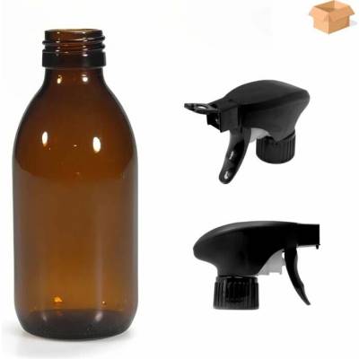 Luna Skleněná lékovka s černým pistolovým rozprašovačem 150 ml 88 ks