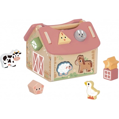 Tooky Toy domček farma vkladanie tvarov pastel