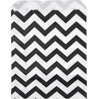 Papírový sáček chevron 10x14 cm - bílo-černá chevron (100 ks)