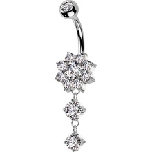 Šperky4U Visací piercing do pupíku kytička WP0068-ST