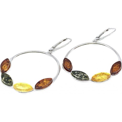 Jan Kos jewellery stříbrné náušnice s jantarem 12125443