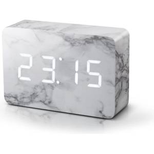 Gingko Design GINGKO Часовник/термометър BRICK - бял мрамор с бели цифри (Gingko-GK15W5) Будилник