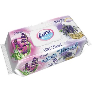 Lara Мокри кърпи с капак Lara Baby Soft - Лавандула, 100 броя (54084) - baby