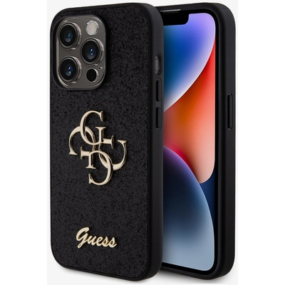 GUESS PU Fixed Glitter 4G Metal Logo Back Cover за iPhone 15 Pro Black Guess | Lilav | ЖЕНИ | UNI