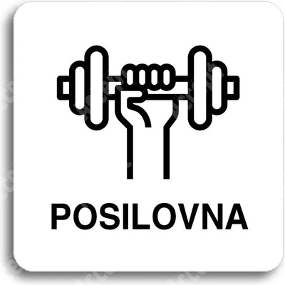 ACCEPT Piktogram posilovna - bílá tabulka - černý tisk bez rámečku