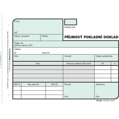 Příjmový doklad, A6, 2 × 50 listů, NCR