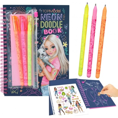 Top model, 3497670, Neon doodle book, kreativní omalovánky se samolepkami a pery