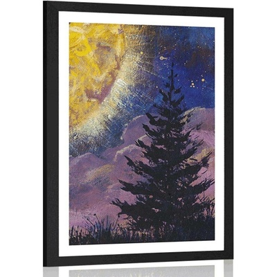 Plakát s paspartou síla měsíce na noční obloze - 40x60 black