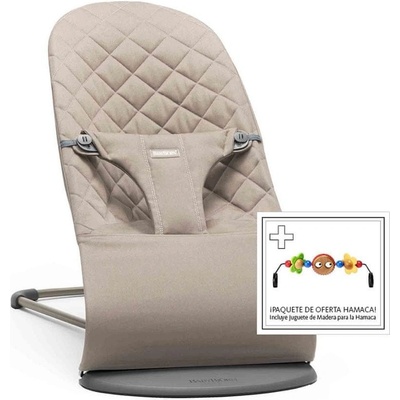 BABYBJÖRN Bliss Woven, Sand Grey s hračkou