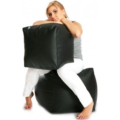 Ecopuf Taburetka - CUBE - L ekokůže Černá
