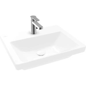 Villeroy & Boch Subway 3.0 - Умивалник за вграждане 55x44 см, без преливник, отвор за смесител, CeramicPlus, Stone White 4A70F5RW (4A70F5RW)