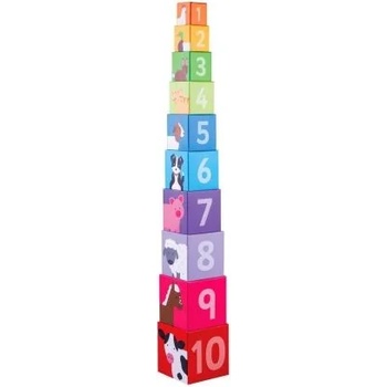 Bigjigs Toys - Детски кубчета за подреждане - Ферма (BJ696)
