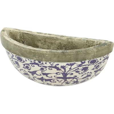 Esschert Design Nástěnný květináč AGED CERAMIC modrobílá keramika 28x12x18 cm