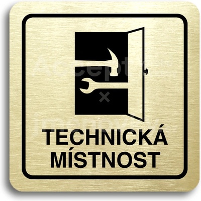 ACCEPT Piktogram technická místnost - zlatá tabulka - černý tisk