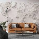 Art Gift Decor Фототапет с релефна карта на света в бежово