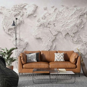 Art Gift Decor Фототапет с релефна карта на света в бежово