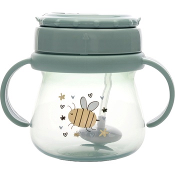 Lorelli Чаша с дръжки и сламка Lorelli My Friend - 250 ml, Iceberg Green (10200860006)