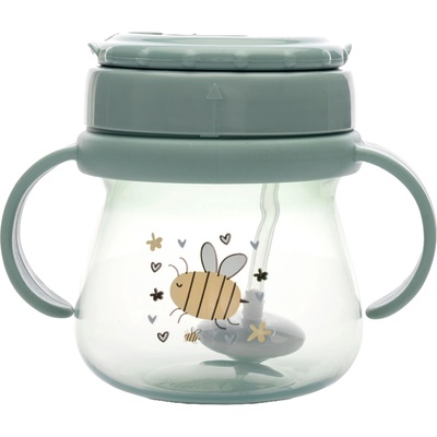 Lorelli Чаша с дръжки и сламка Lorelli My Friend - 250 ml, Iceberg Green (10200860006)