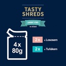 Felix Tasty Shreds losos a tuniak v šťave 4 x 80 g