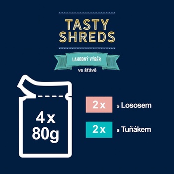 Felix Tasty Shreds losos a tuniak v šťave 4 x 80 g