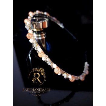 Image 1 of Radi handmade Официална диадема с прасковени и оранжеви кристали (276)