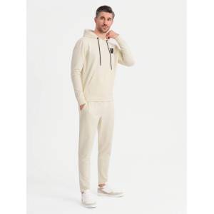 Ombre Clothing Мъжки суитшърт с качулка + долнище - кремав Ombre Clothing | Byal | МЪЖЕ | S