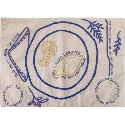 Bloomingville Подложка за хранене със смес от лен 33x48 cm Limone - Bloomingville (82062680)