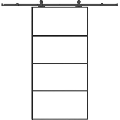 vidaXL Плъзгаща се врата с обков 102, 5x205 см ESG стъкло и алуминий (3332879)