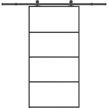 vidaXL Плъзгаща се врата с обков 102, 5x205 см ESG стъкло и алуминий (3332879)